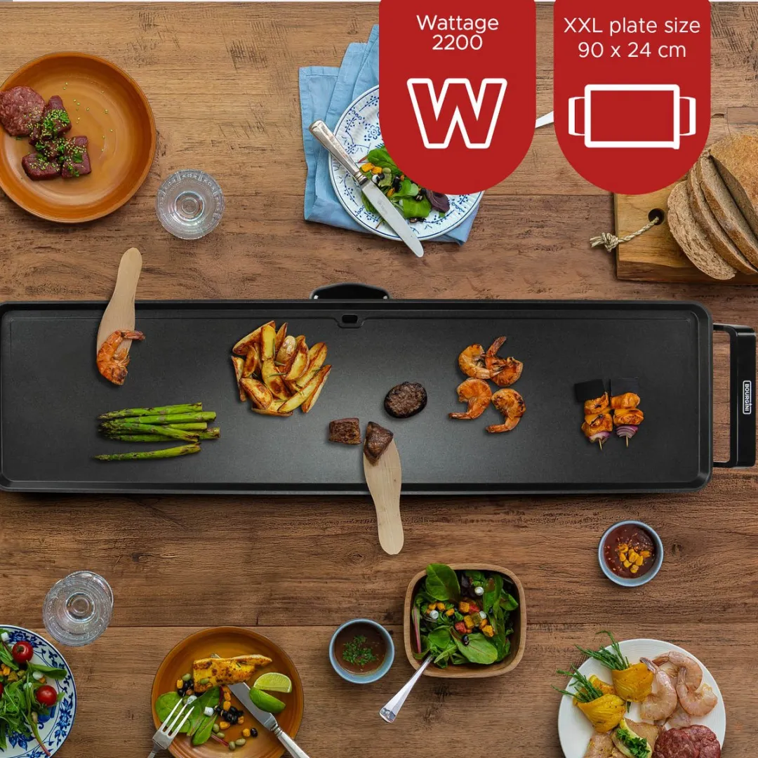 Bourgini Grillplaat XXL 90x24cm Teppanyaki - 2200W - Zwart