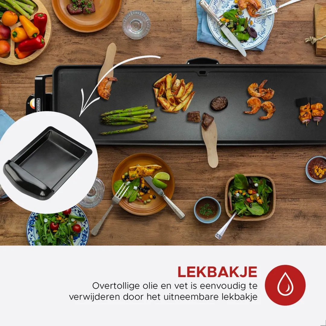 Bourgini Grillplaat XXL 90x24cm Teppanyaki - 2200W - Zwart