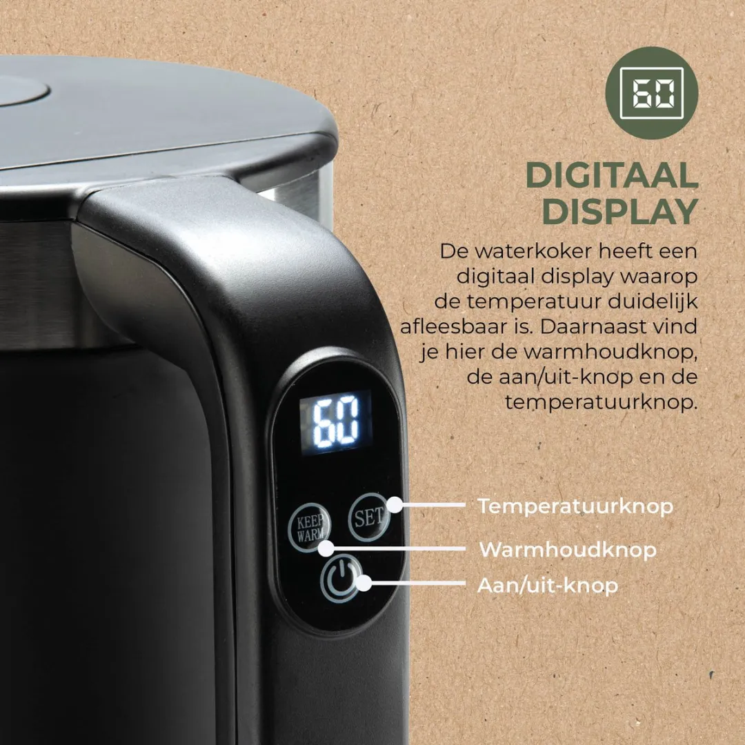 Bourgini Elements Waterkoker 1.7L - 2200W - Zwart