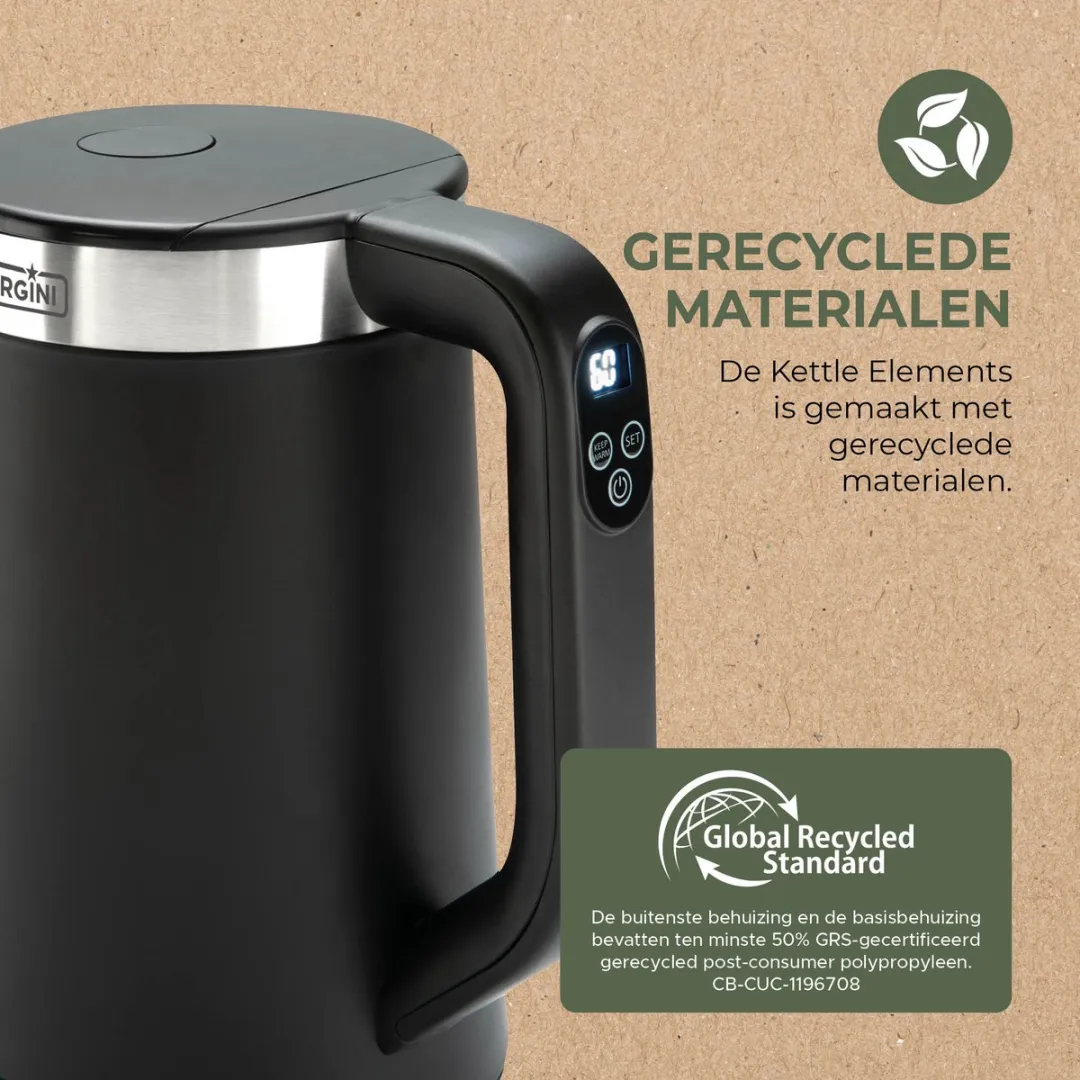 Bourgini Elements Waterkoker 1.7L - 2200W - Zwart