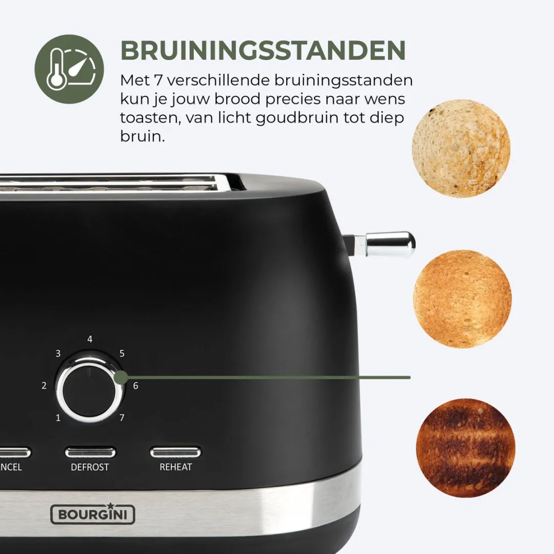 Bourgini Elements Broodrooster 2 Sleuven - 800W - Zwart