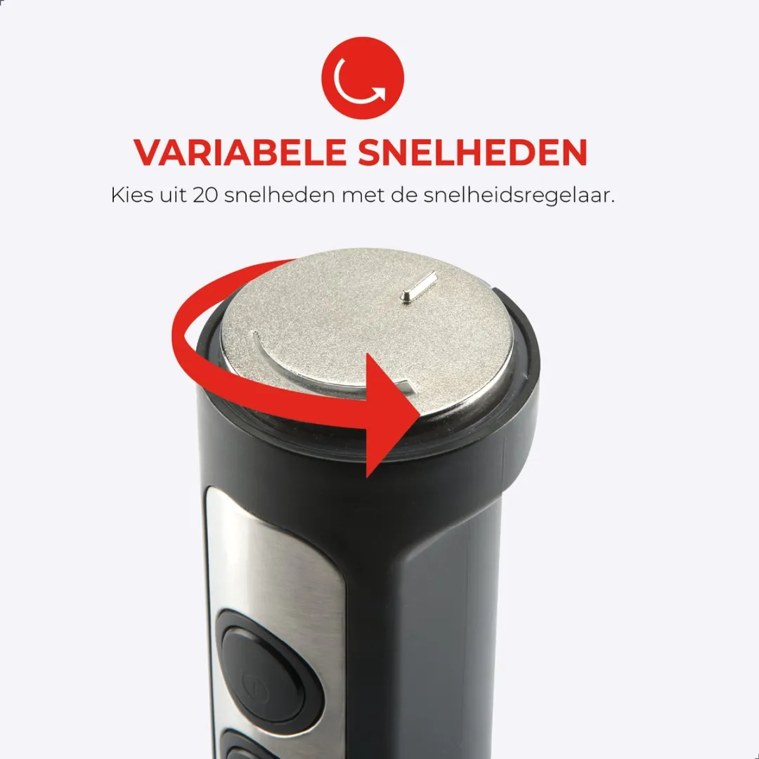 Bourgini Staafmixer 1500W - 20 Snelheden - 4-delig RVS