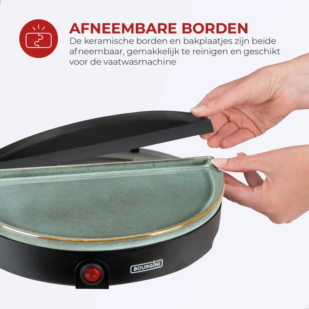 Bourgini Chef's Dinner Party Gourmetstel 1000W - 4 Personen - Grijs Blauw