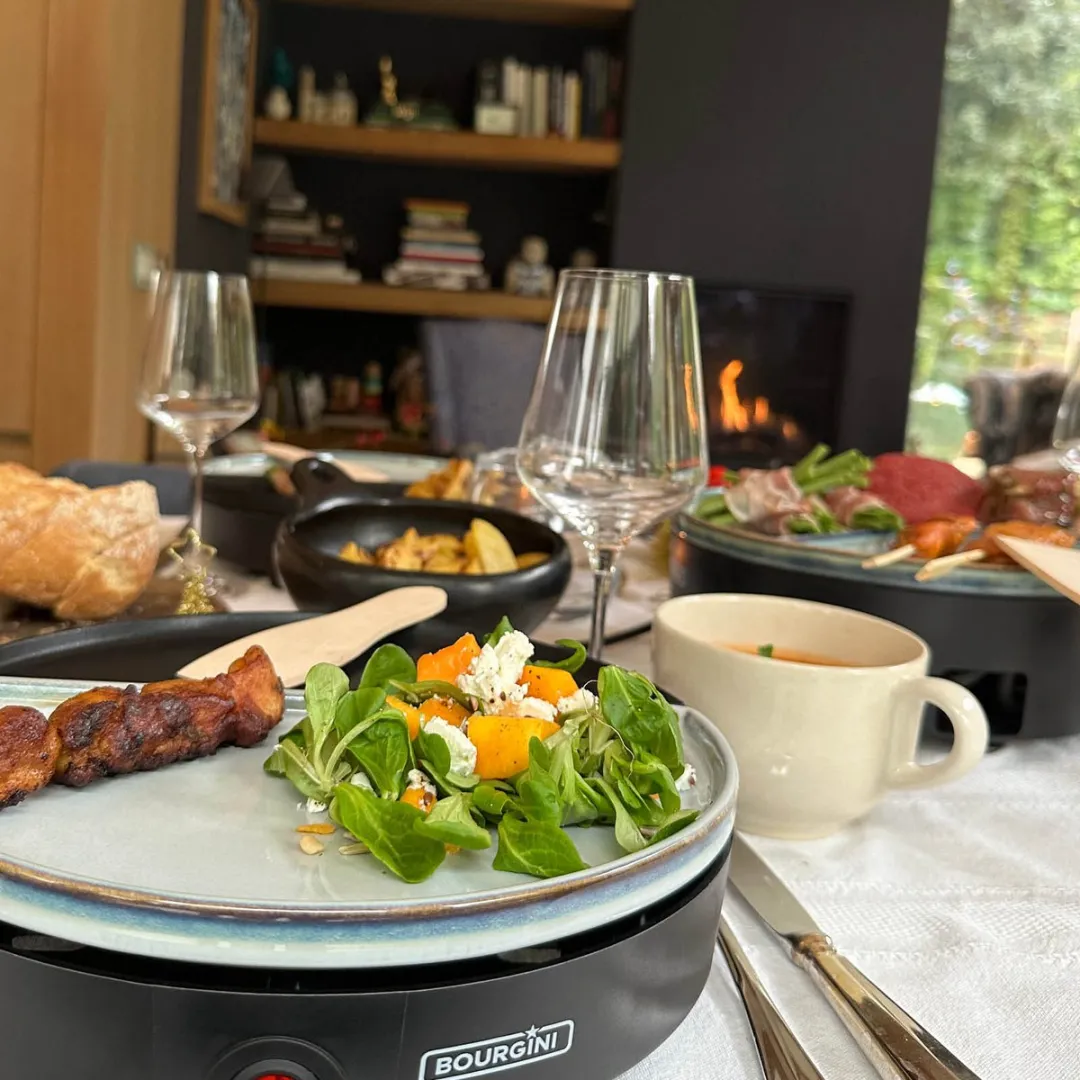 Bourgini Chef's Dinner Party Gourmetstel 1000W - 4 Personen - Grijs Blauw