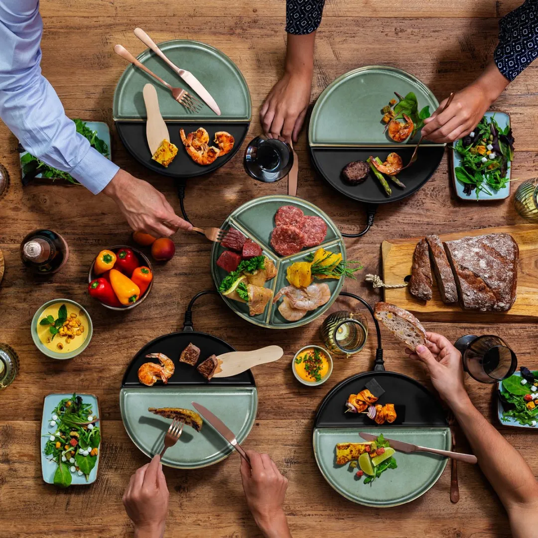 Bourgini Chef's Dinner Party Gourmetstel 1000W - 4 Personen - Grijs Blauw - afbeelding 6 van 6