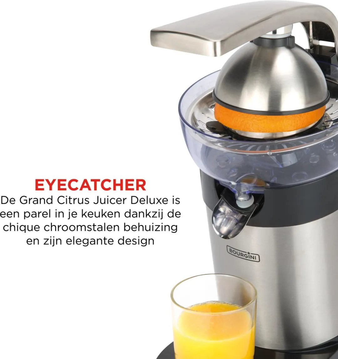 Bourgini Grand Citrus Juicer Elektrische Citruspers RVS - afbeelding 6 van 6