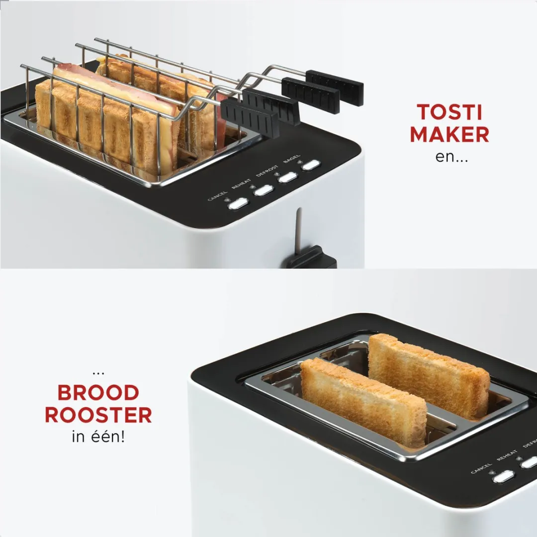 Bourgini Tosti Toaster 14.0001.02.01 - 850W - 2 Tosti's - Mat Wit