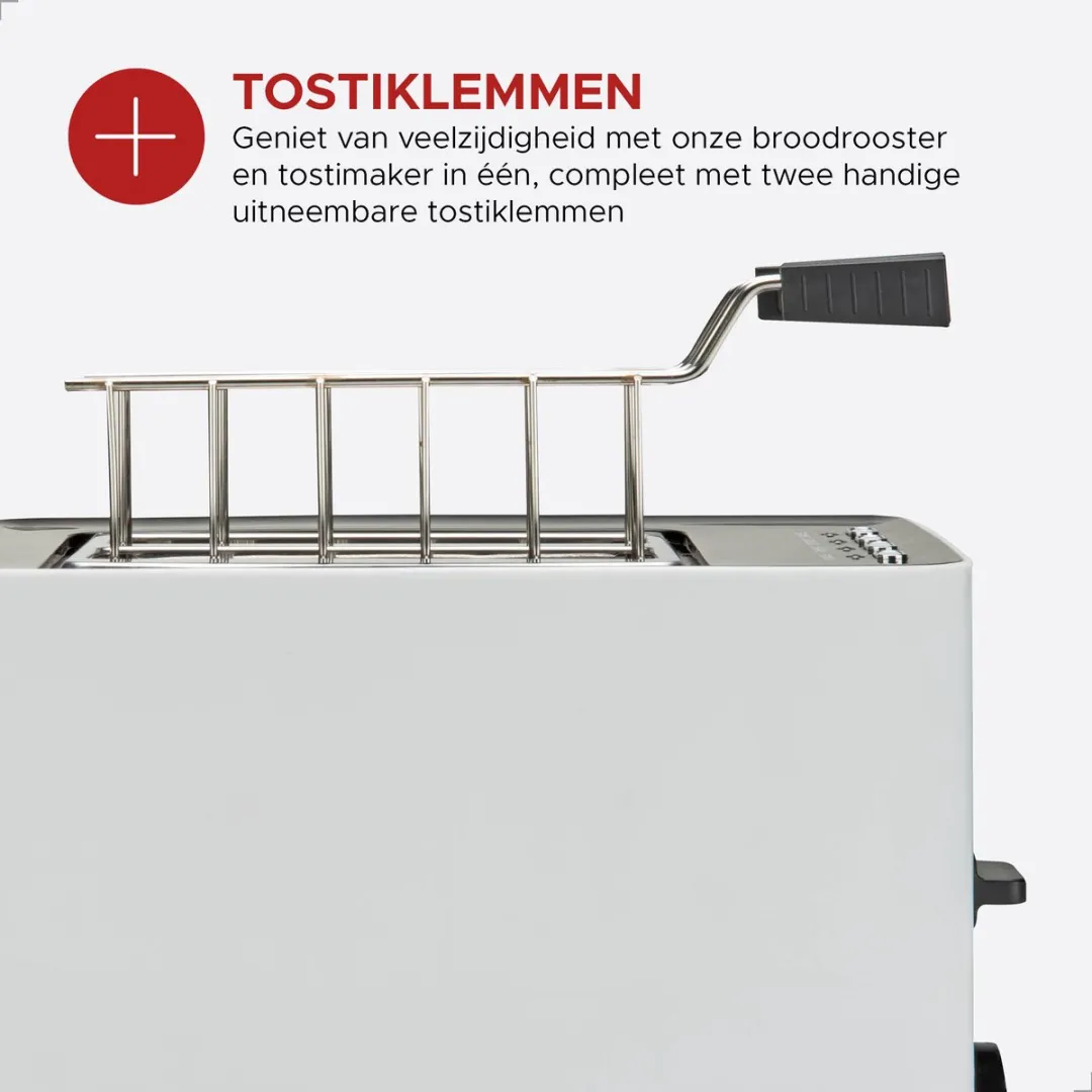 Bourgini Tosti Toaster 14.0001.02.01 - 850W - 2 Tosti's - Mat Wit