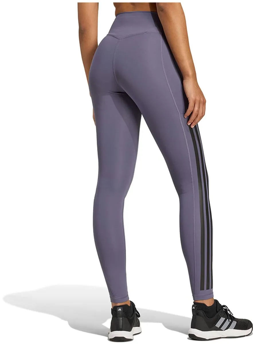 Adidas Optime 3 Stripes Leggings - Paars S