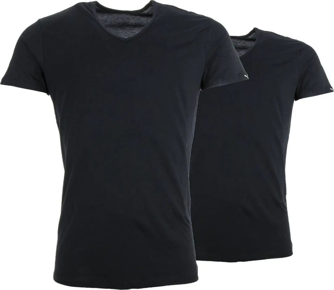 PUMA Basic 2P V-Neck Sportshirt Heren - M - Zwart