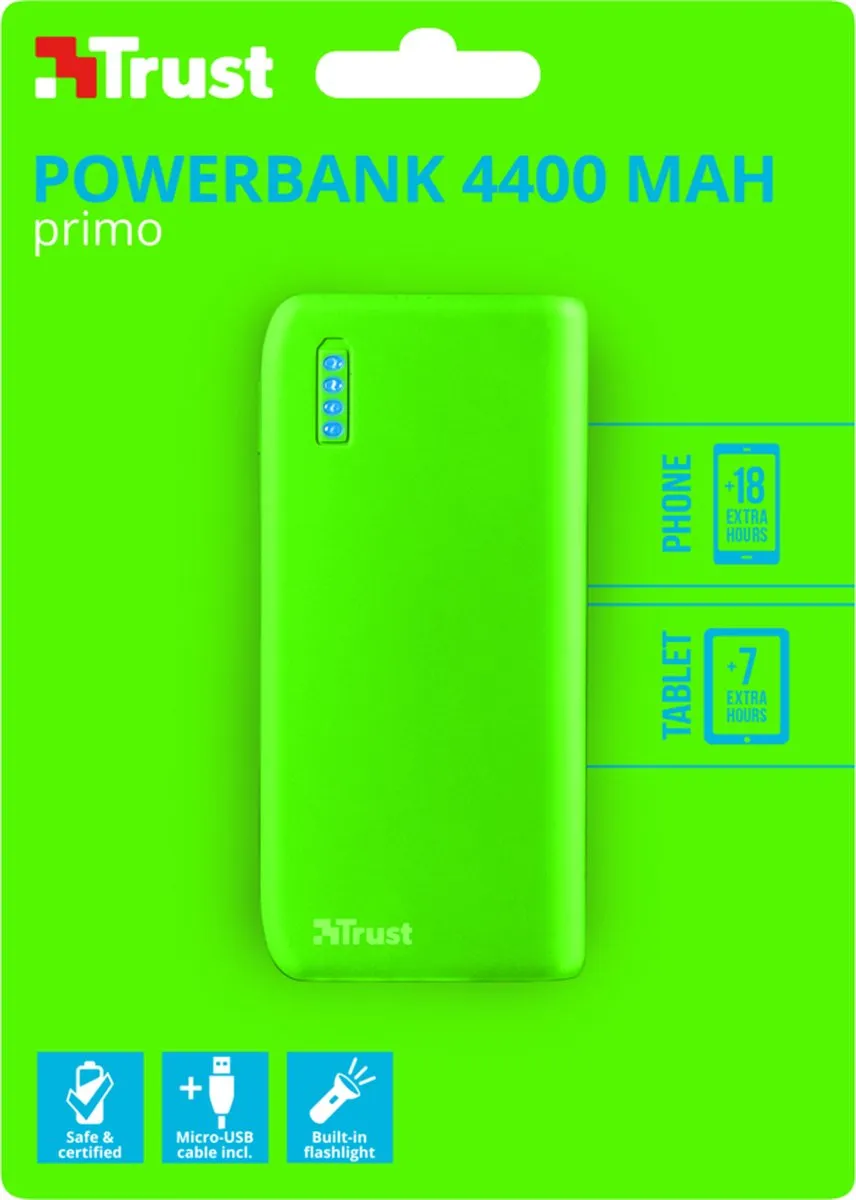 Trust PRIMO 32564 Powerbank 4400mAh - Groen
