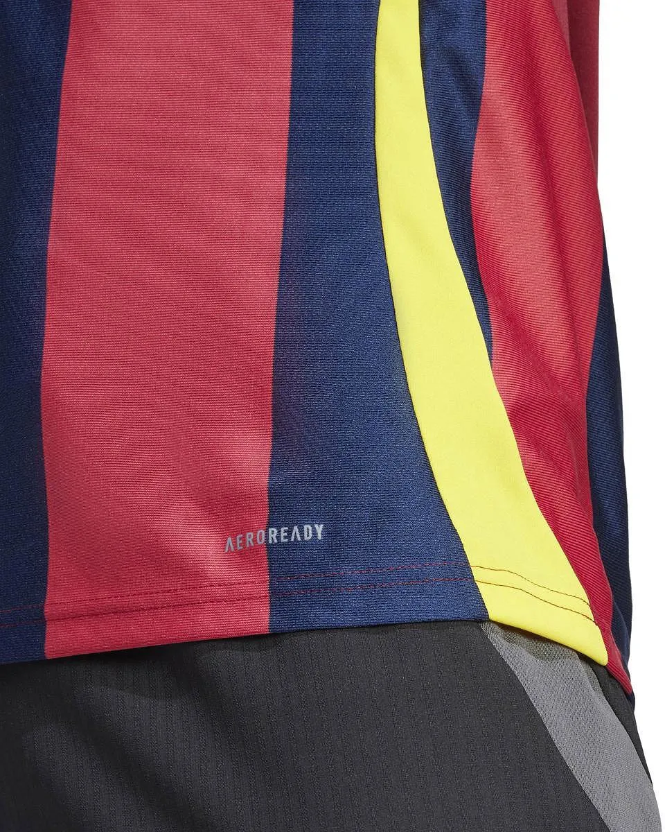 Adidas Striped 24 Shirt Heren - L - Bordeaux/Navy/Geel