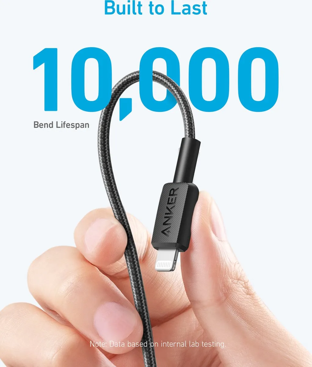 Anker 322 A81B6G11 USB-C naar Lightning Kabel - 180cm - Zwart