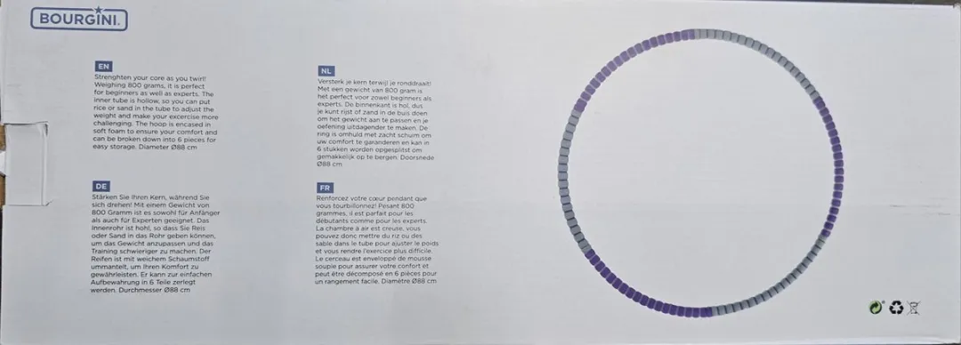 Bourgini Hula Hoop Verzwaard - 88cm - 6 Stuks - Paars/Grijs