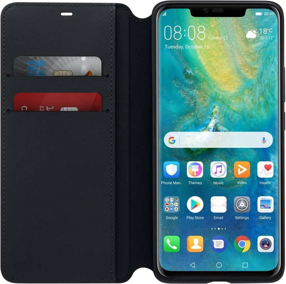 Huawei Mate 20 Pro Wallet Cover - Zwart