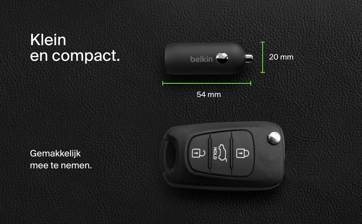 Belkin BoostCharge 30W USB-C Autolader + Lightning-kabel - Zwart