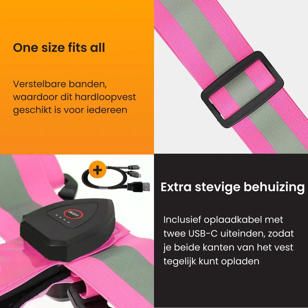 R2B Hardloopverlichtingsvest - One Size - Roze