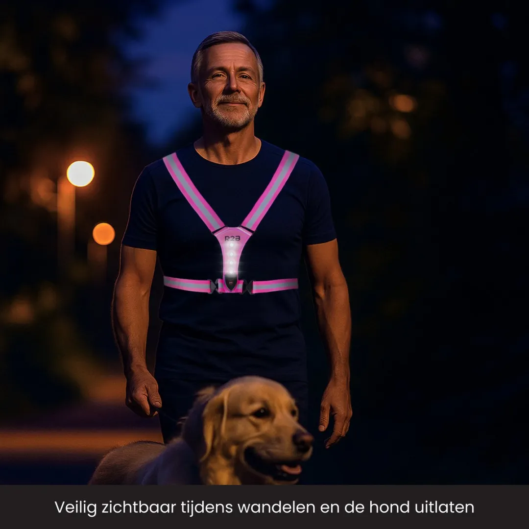 R2B Hardloopverlichtingsvest - One Size - Roze