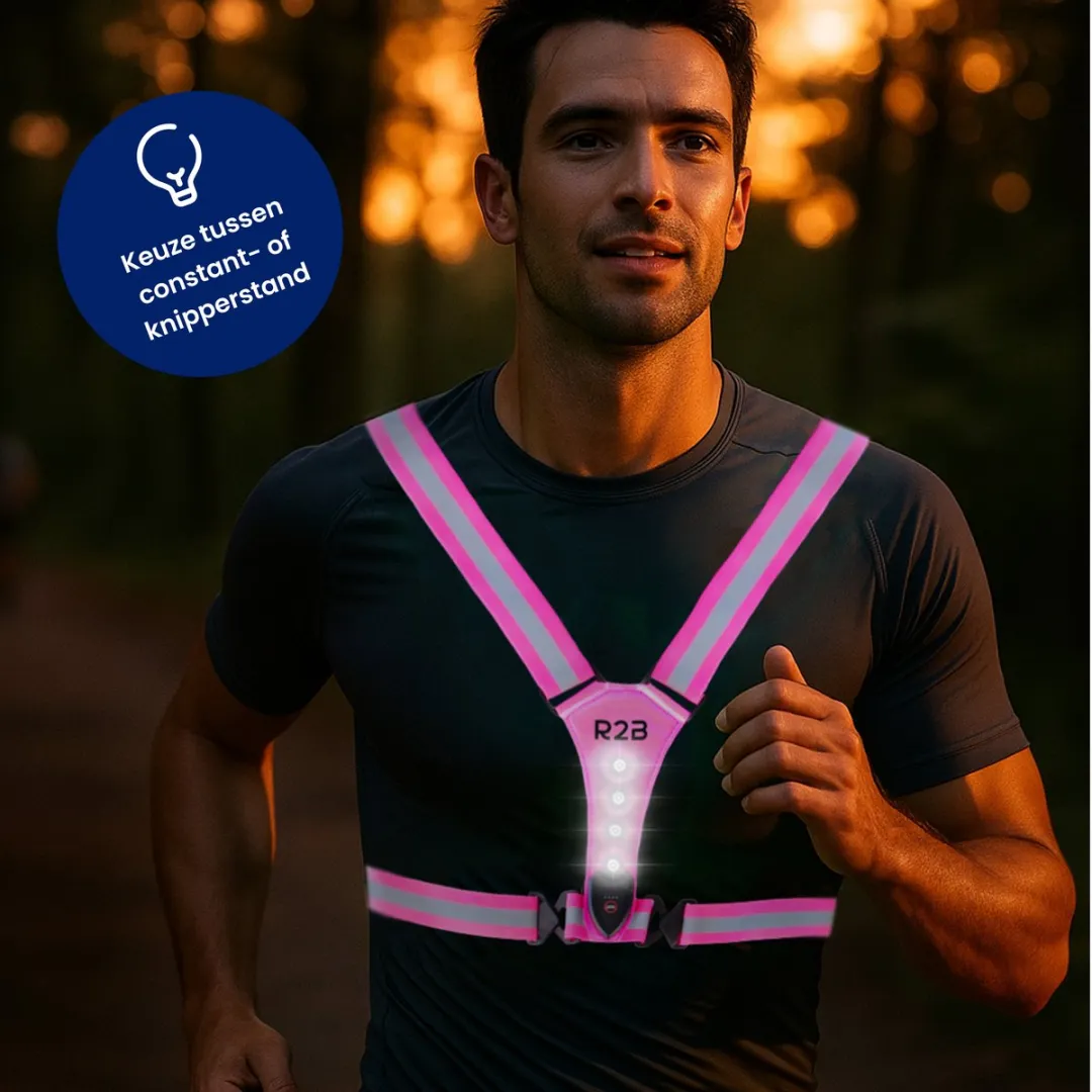 R2B Hardloopverlichtingsvest - One Size - Roze