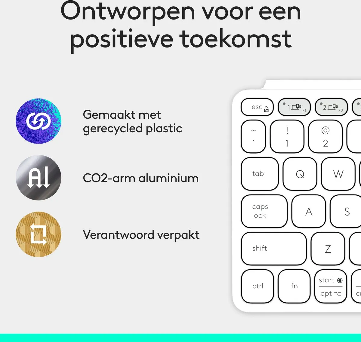 Logitech Keys To Go 2 Draadloos Toetsenbord - Azerty FR - Wit - afbeelding 6 van 6