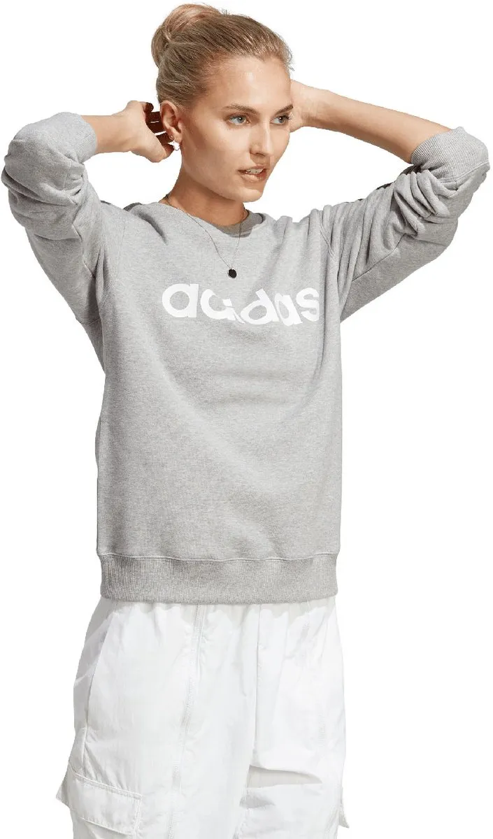 Adidas Essentials Linear Sweater Dames - Grijs - Maat XL