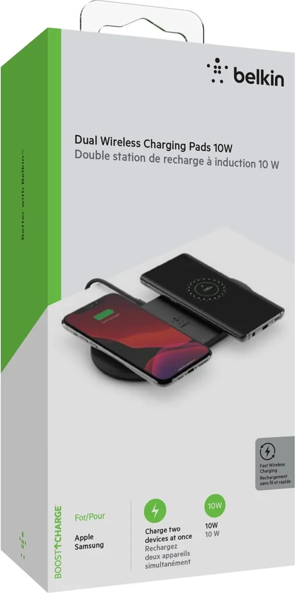 Belkin Dual Qi Draadloze Oplader 2x10W - Zwart