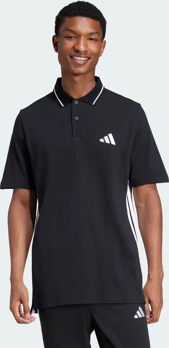 adidas Essentials 3-Stripes Poloshirt JE6380 - Heren - XS - Zwart - afbeelding 6 van 6