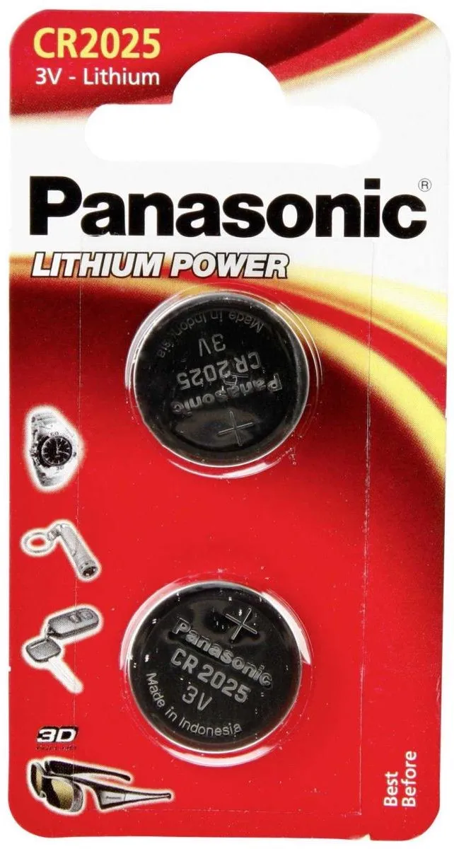 Panasonic CR2025 Knoopcelbatterij 165mAh - 2 Stuks