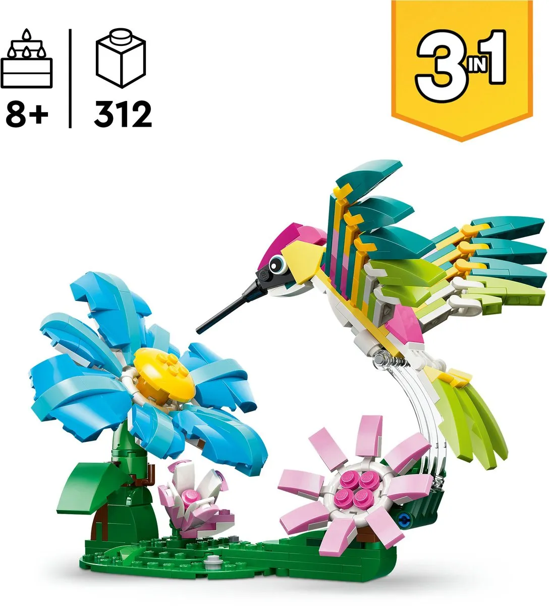 LEGO Creator 3in1 Wilde Dieren 31384 Kleurrijke Kolibrie - Multicolor - afbeelding 6 van 6
