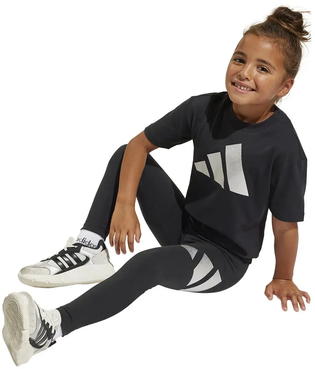Adidas Seasonal Essentials Glam Cotton Trainingspak - 5-6 jaar - Zwart