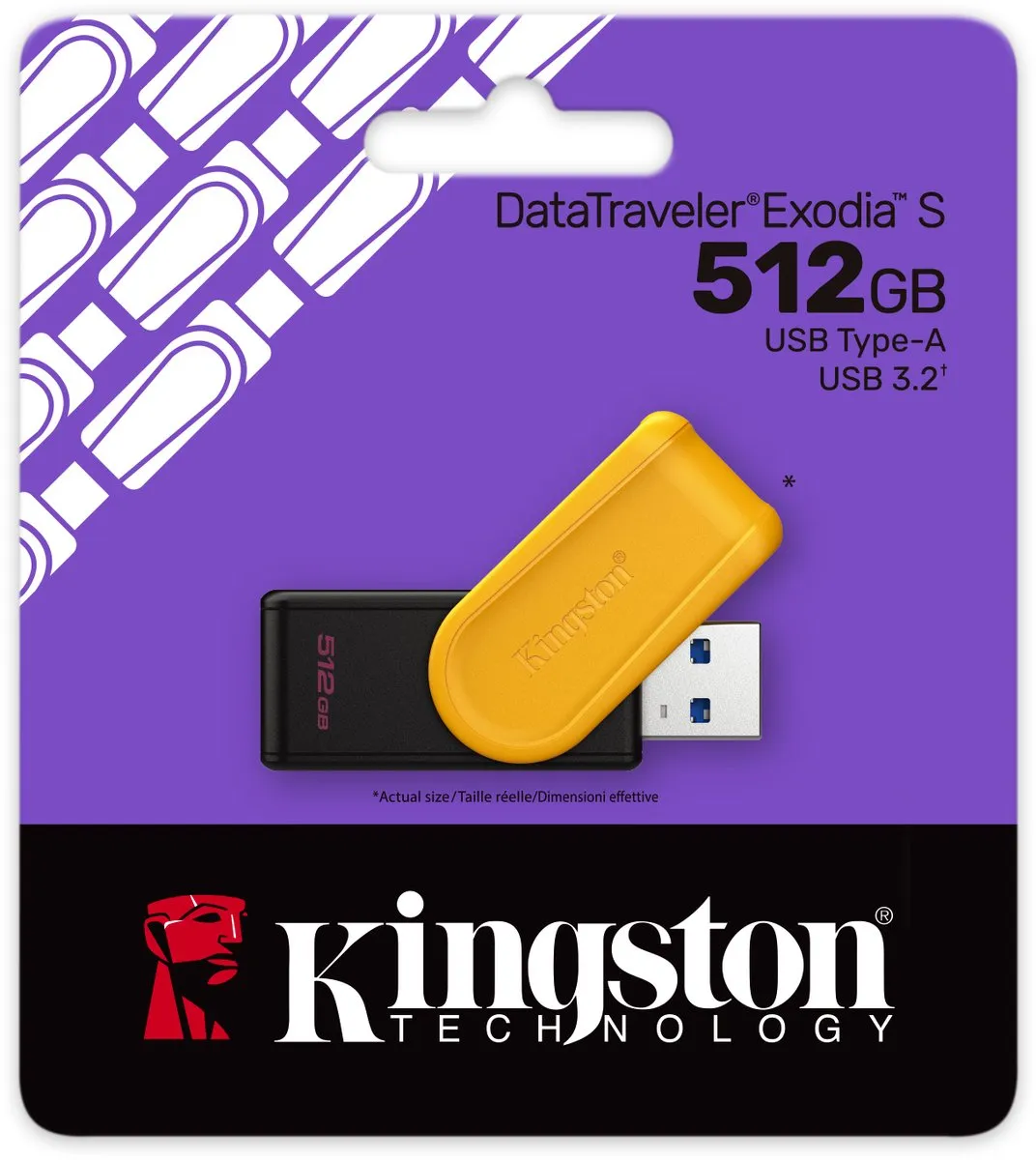 Kingston DataTraveler Exodia S DTXS/512GB - 512GB USB 3.2 - Zwart/Geel