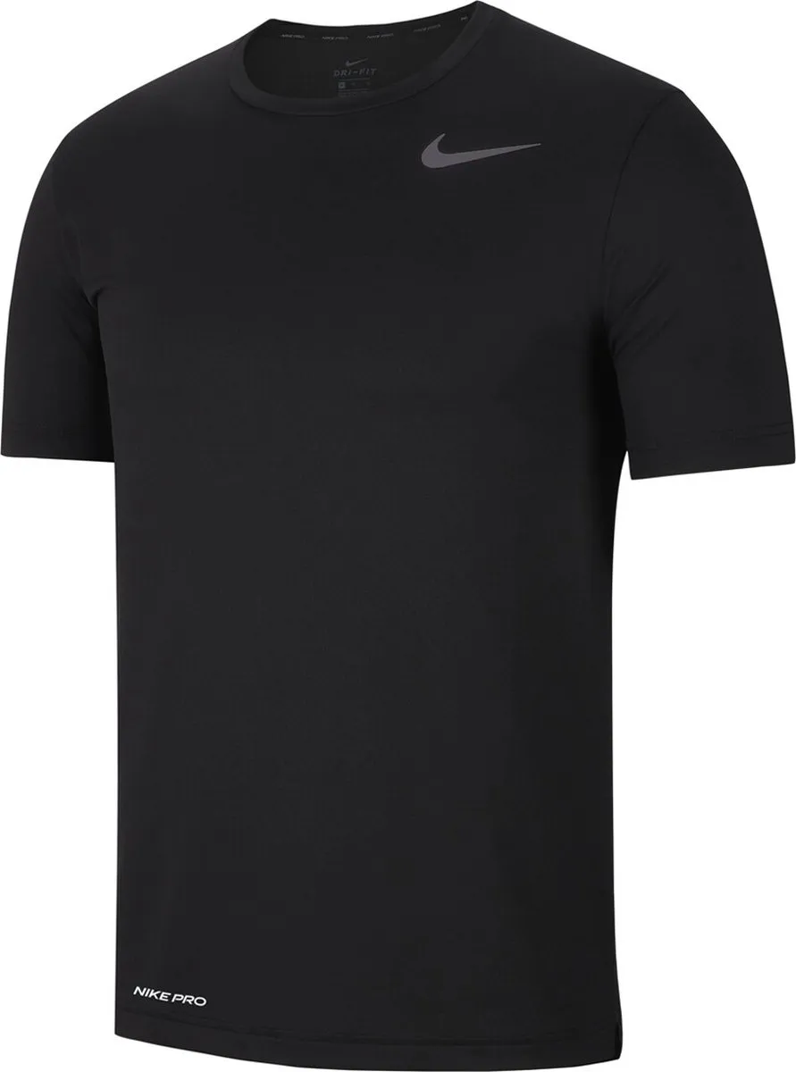 Nike Top S/S Hyper Dry Fitness Shirt Heren S - Zwart