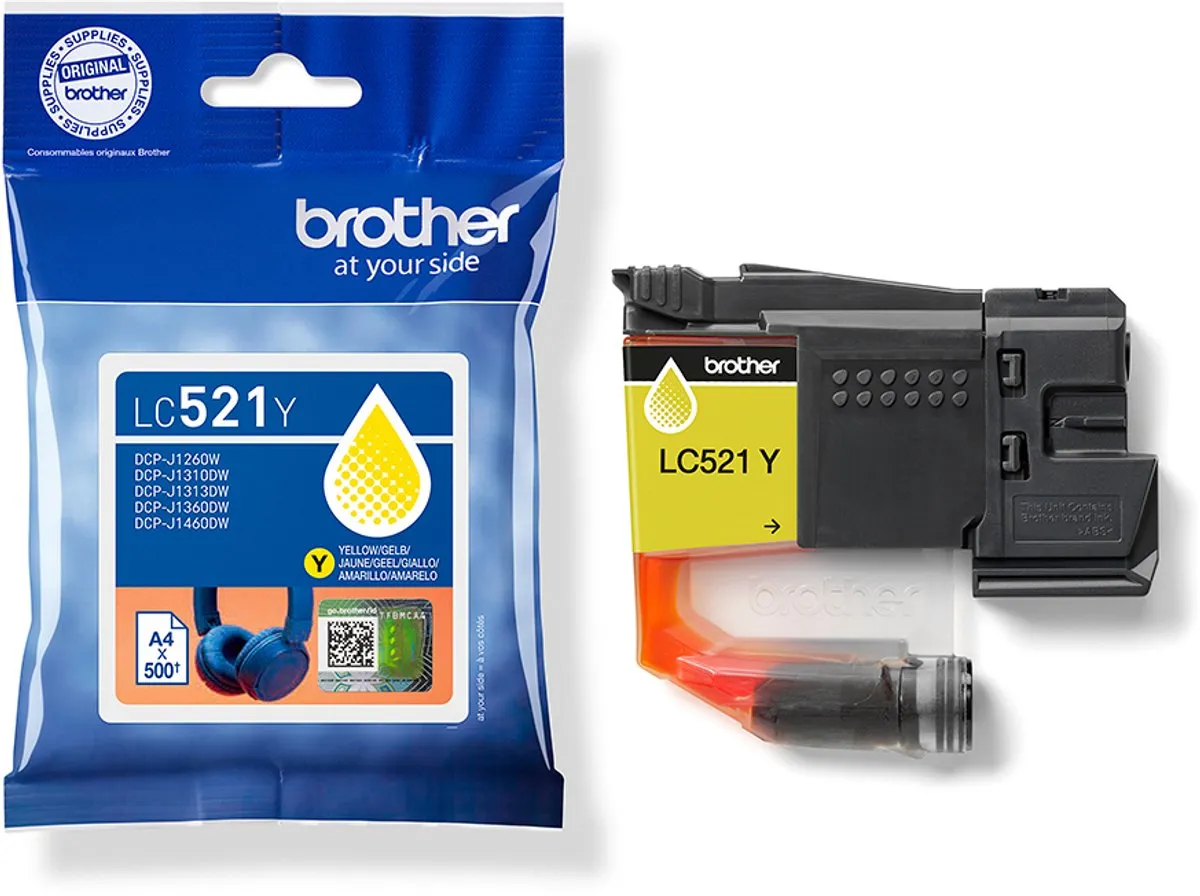 Brother LC521Y Inktcartridge Geel - 500 pagina's