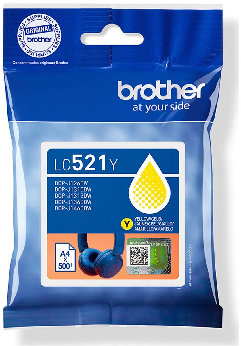 Brother LC521Y Inktcartridge Geel - 500 pagina's