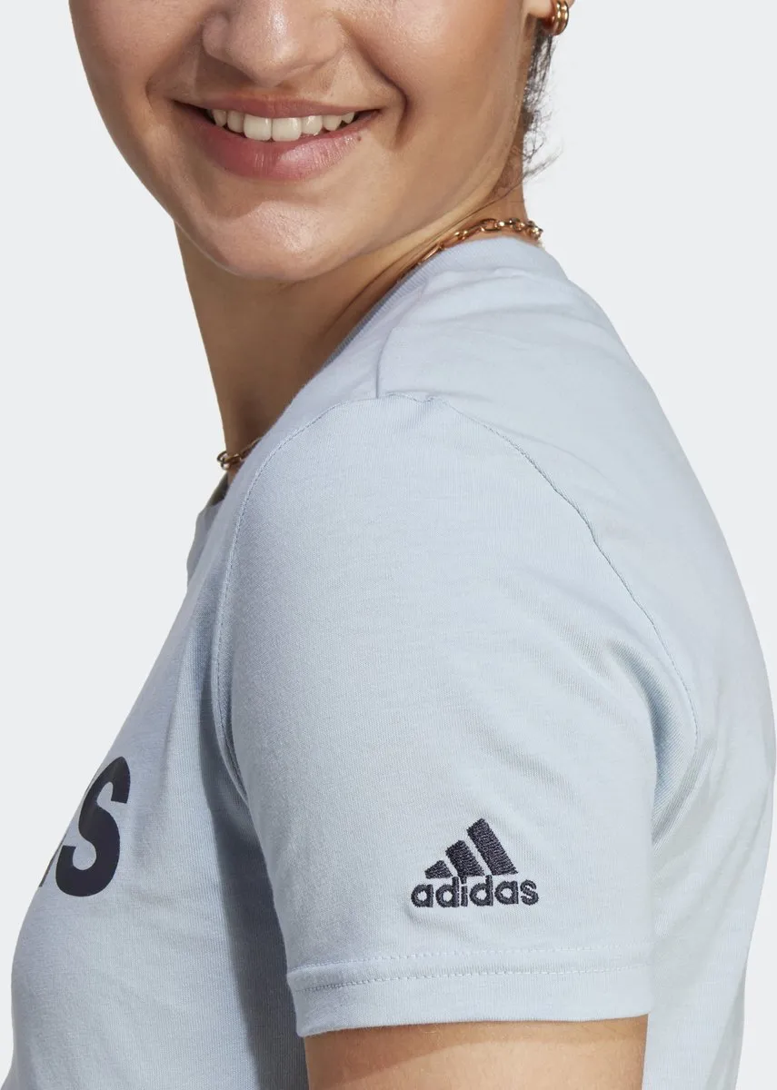 adidas Essentials Slim Logo T-shirt Dames - Blauw XS