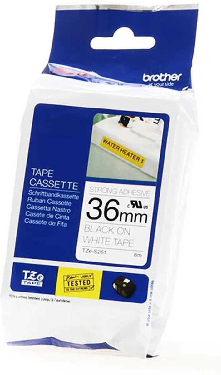 Brother TZe-S261 Labeltape Wit/Zwart 36mm 8m