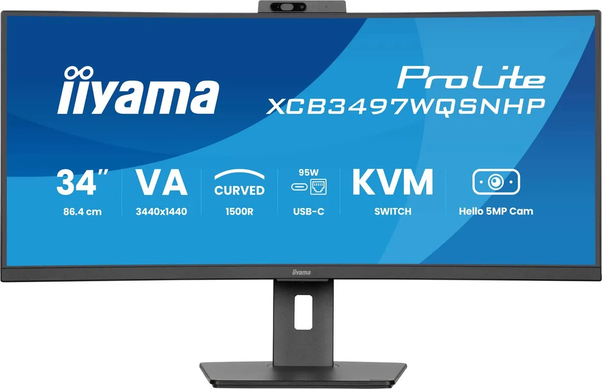 iiyama ProLite XCB3497WQSNPH-B1 Curved Monitor 34" WQHD - USB-C Dock 95W