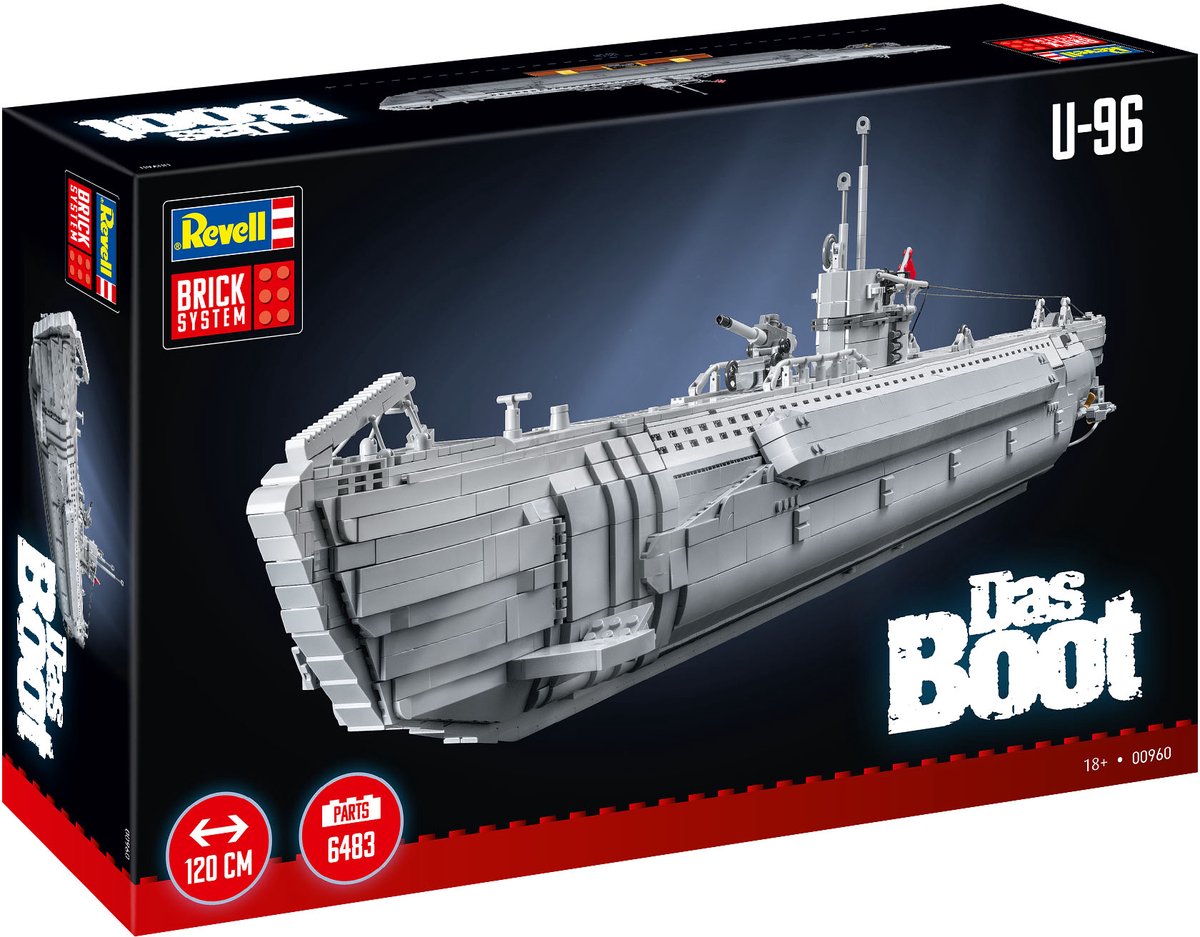 Revell Constructiespeelgoed - 00960 Brick System - Onderzeeër -Das Boot- met Volledig Interieur en Filmposter - Onderzeeboot Bouwstenen set - 1:56