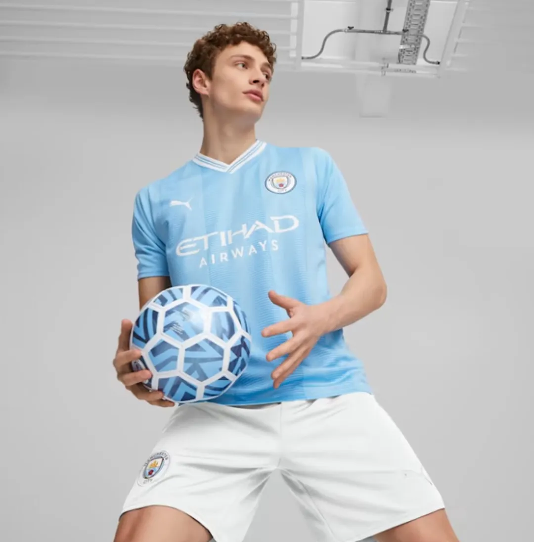 PUMA MCFC Home Jersey Replica Heren Sportshirt Lichtblauw/Wit M