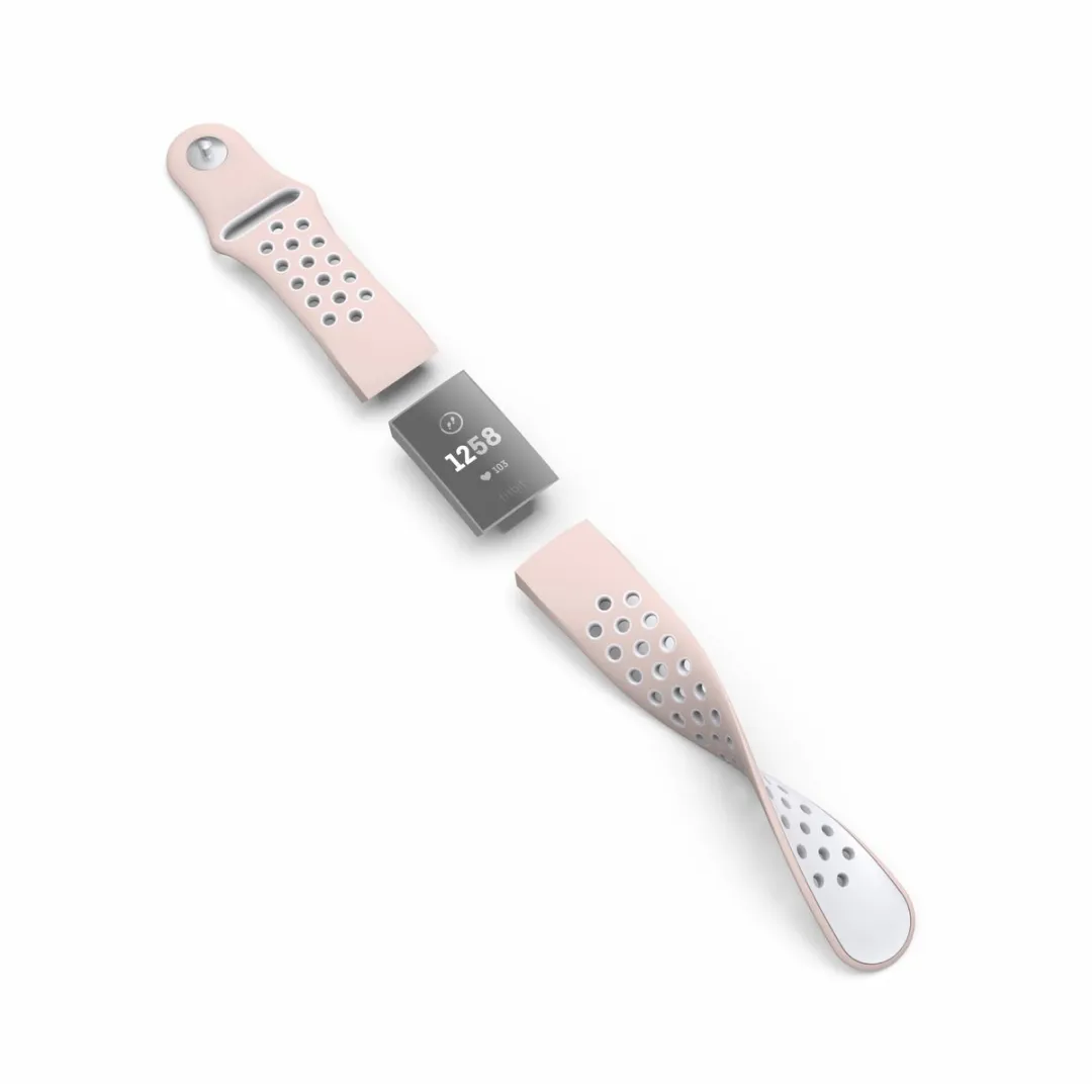 Hama Sportpolsband Fitbit Charge 3/4 Rosé/Grijs