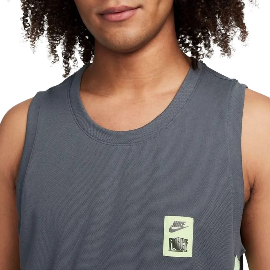 Nike Dri-FIT Starting 5 Top Heren - M - Grijs/Zwart/ Groen