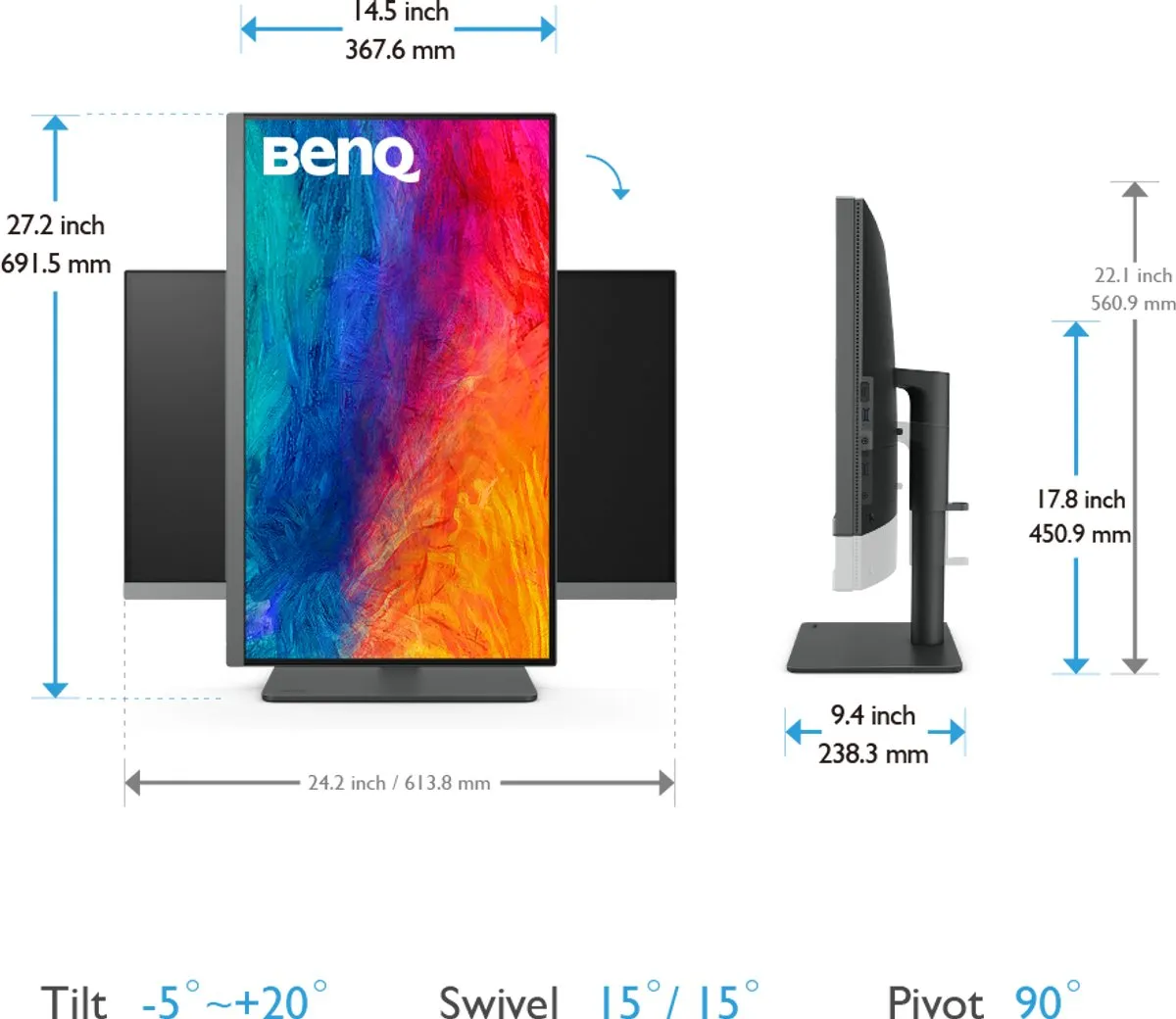 BenQ PD2706U 4K IPS Monitor - 27 inch - Zwart