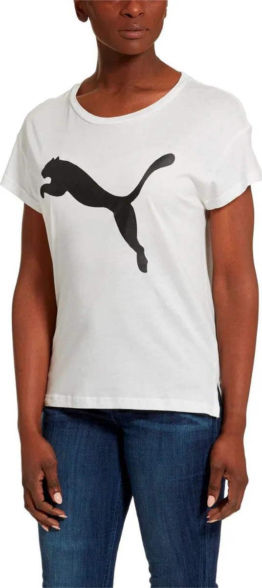 PUMA Active Logo T-shirt Dames M - Puma White-Cotton Black