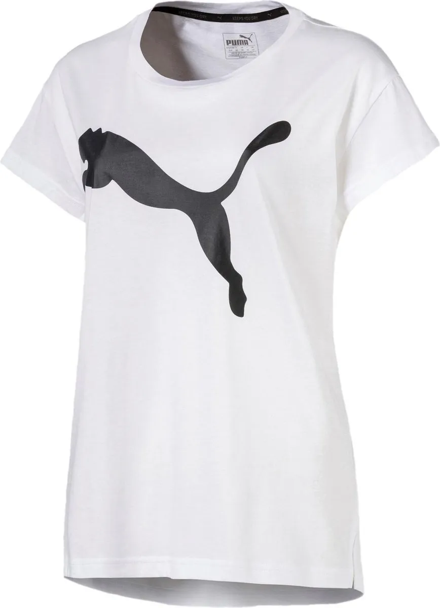 PUMA Active Logo T-shirt Dames M - Puma White-Cotton Black