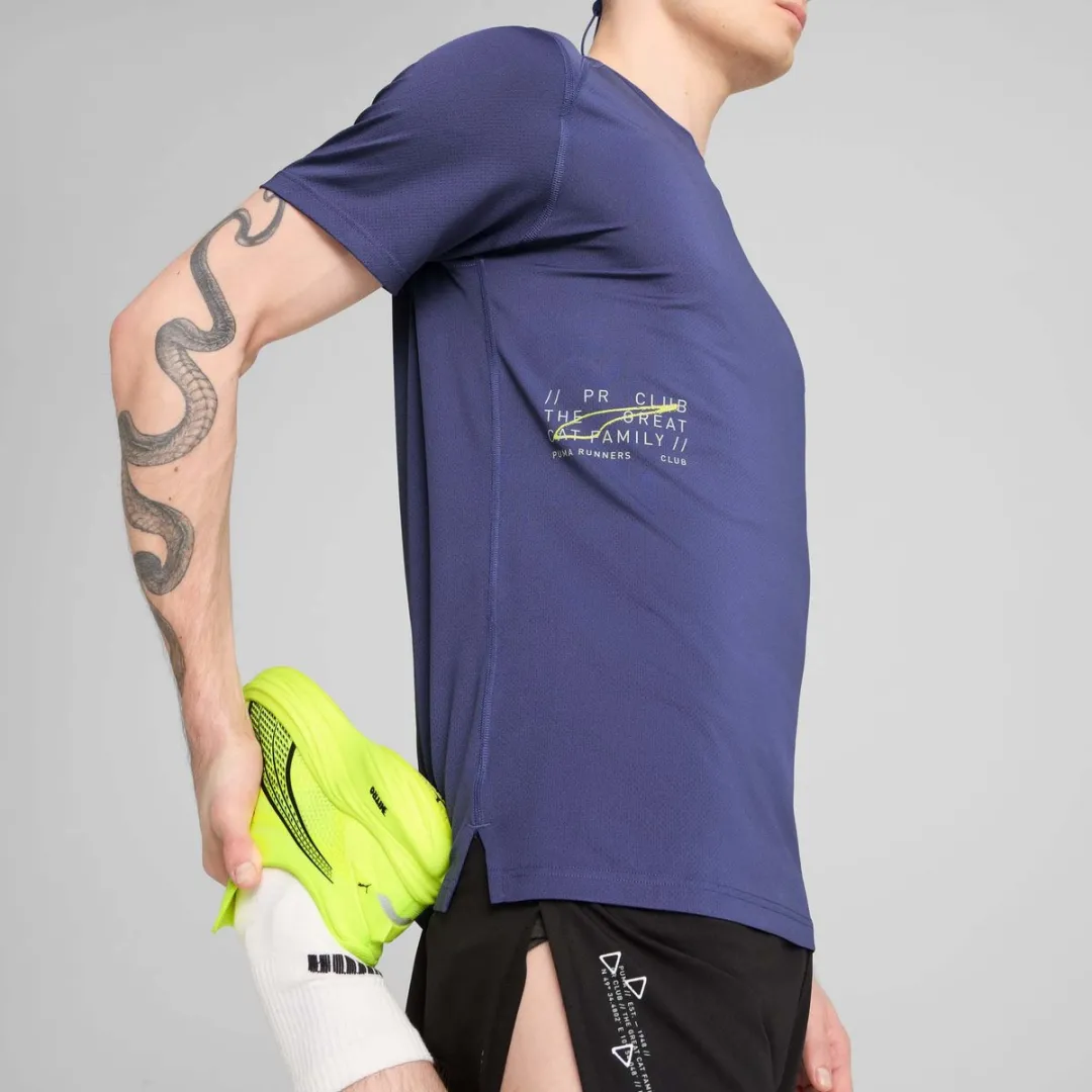 PUMA M Run Graphic Mesh T-Shirt - XL - Blauw