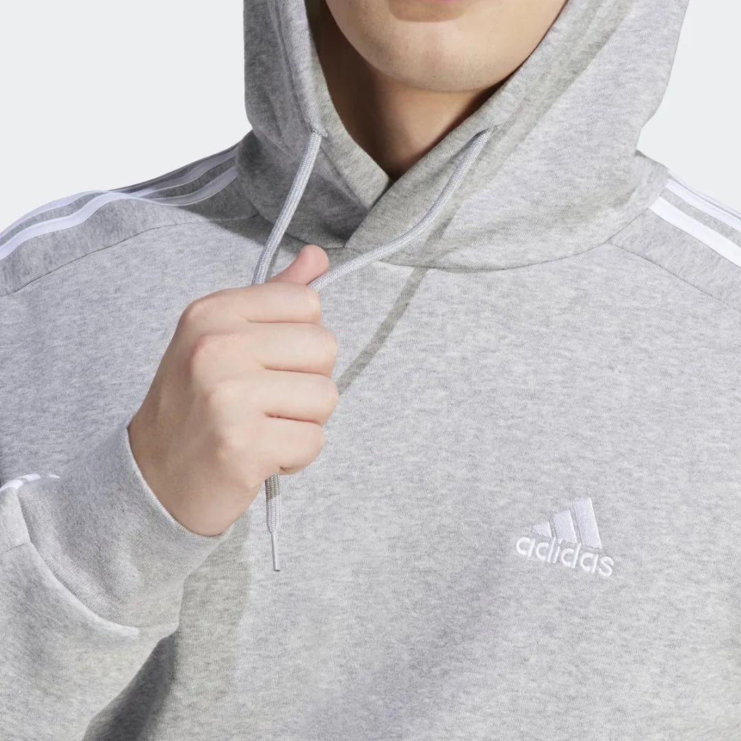adidas Essentials Fleece 3-Stripes Hoodie - Grijs S