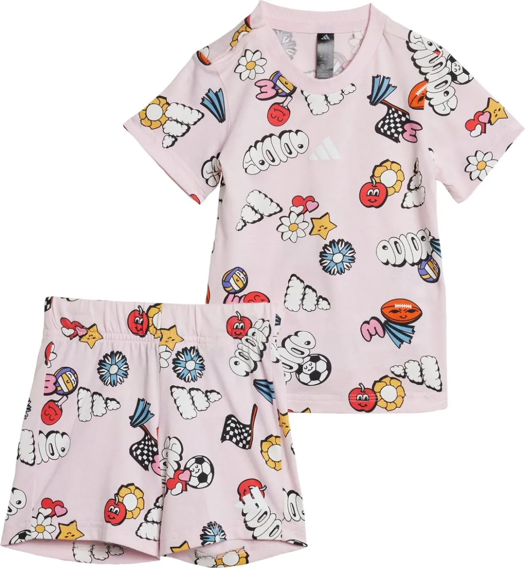 adidas Sportswear Seasonal Essentials Fun Allover Print Setje Kids - Joggingpak Roze