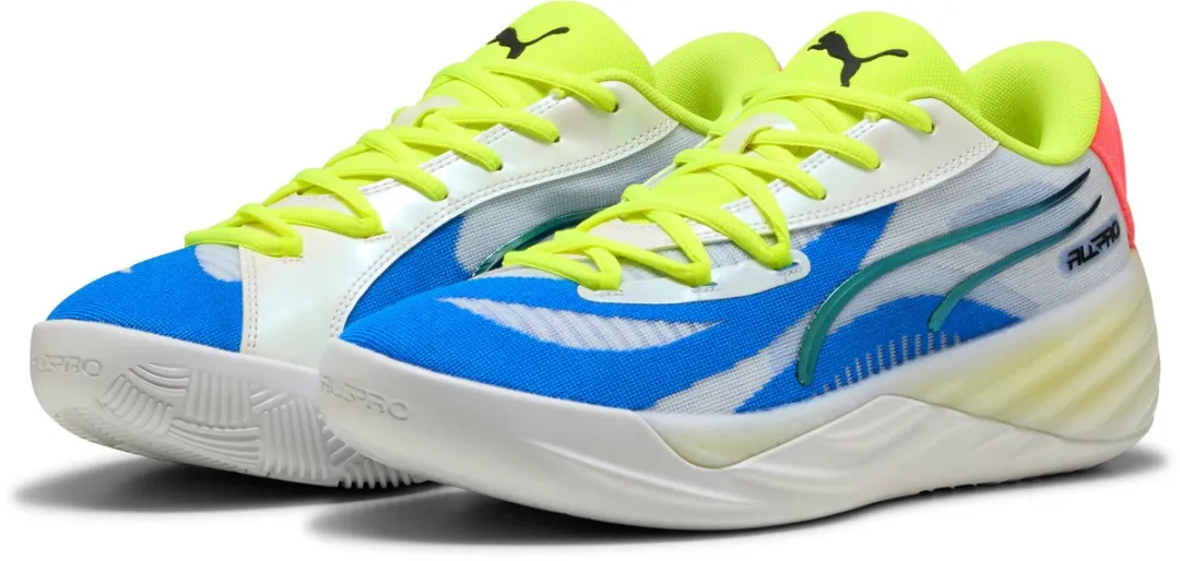 PUMA All-Pro Nitro 311259 Low - Indoor Schoenen - 45 - Wit/Geel/Rosa - afbeelding 2 van 6