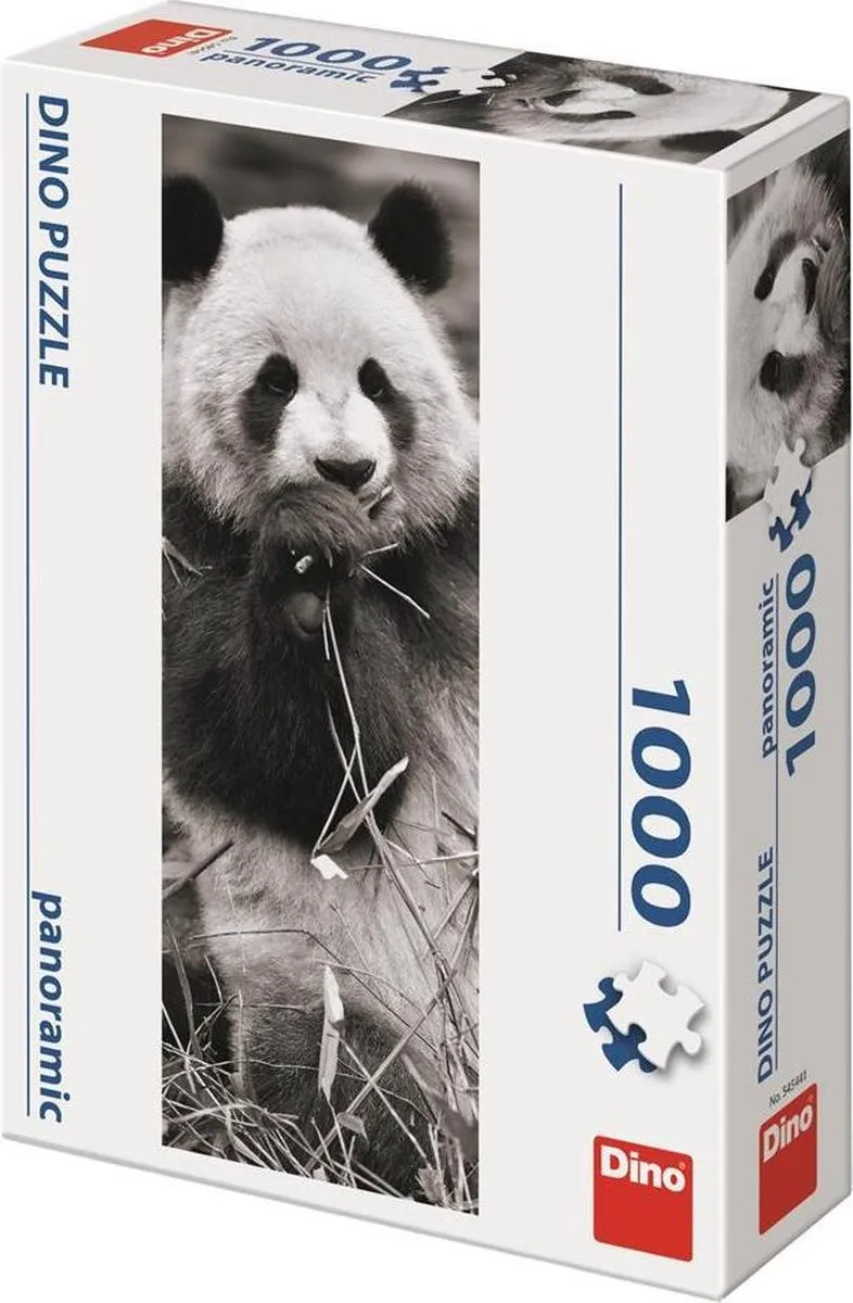 Dino Toys Panda in het Gras Legpuzzel 1000 Stuks - Zwart-Wit