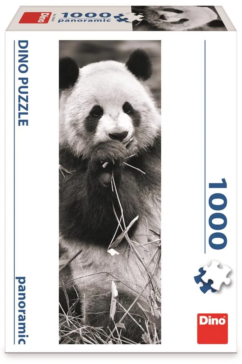 Dino Toys Panda in het Gras Legpuzzel 1000 Stuks - Zwart-Wit
